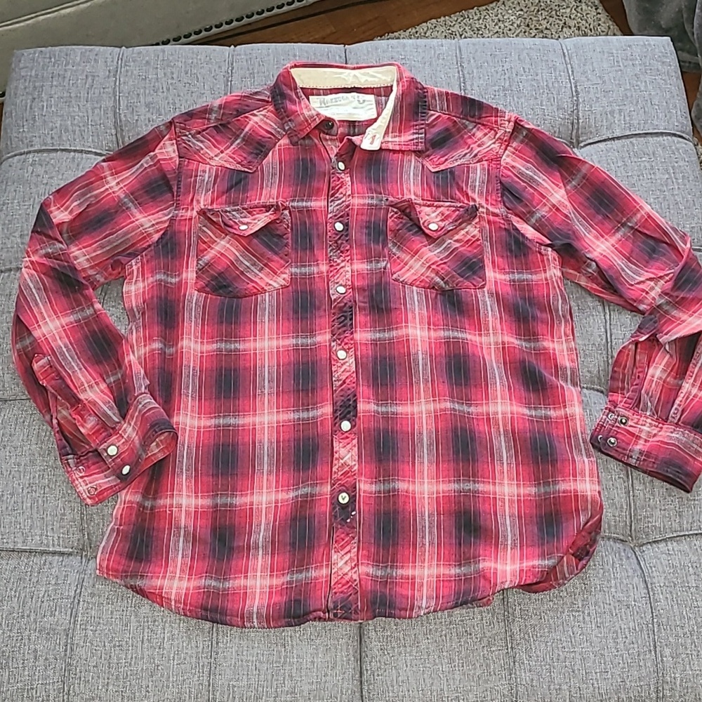 Ladies plaid flannel button down shirt‎ ROEBUCK & CO Large